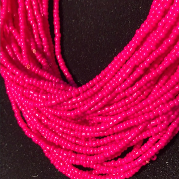 Multi-strand Fuchsia Beaded Necklace - Picture 2 of 8